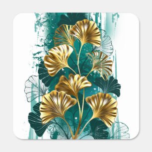 Branch with Golden Leaves Ginko Biloba Metal Sign