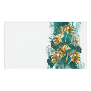 Branch with Golden Leaves Ginko Biloba Name Tag