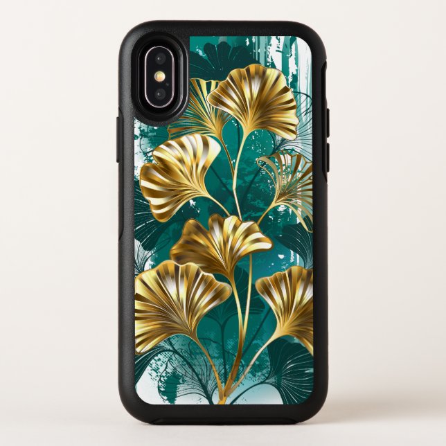 Branch with Golden Leaves Ginko Biloba Otterbox iPhone Case (Back)