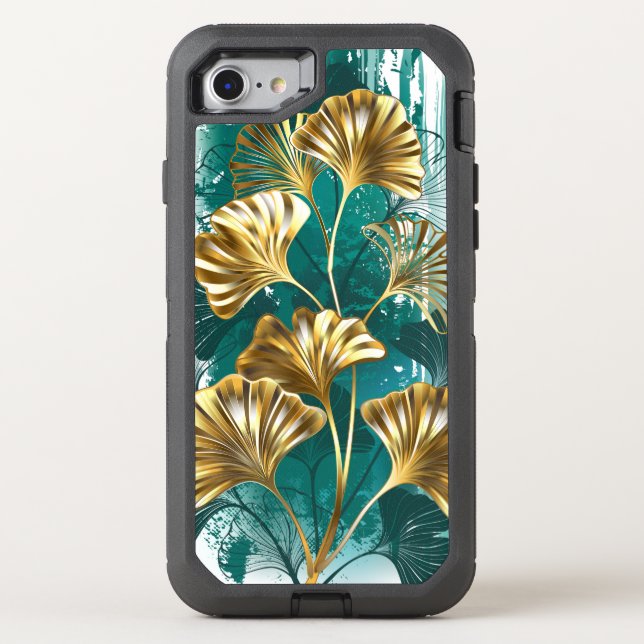Branch with Golden Leaves Ginko Biloba Otterbox iPhone Case (Back)