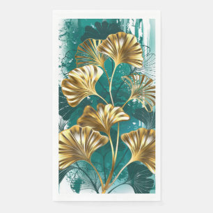 Branch with Golden Leaves Ginko Biloba Paper Guest Towels