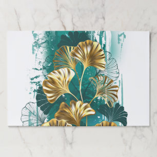 Branch with Golden Leaves Ginko Biloba Paper Pad