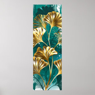 Branch with Golden Leaves Ginko Biloba Poster