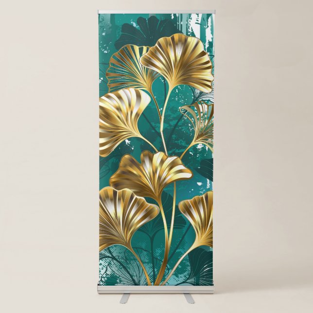 Branch with Golden Leaves Ginko Biloba Retractable Banner (Front)