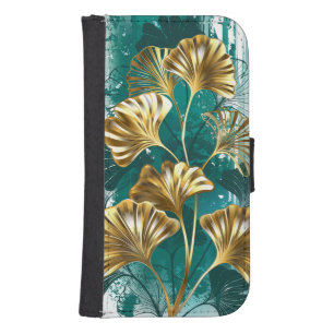 Branch with Golden Leaves Ginko Biloba Galaxy S4 Wallet Case