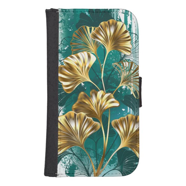 Branch with Golden Leaves Ginko Biloba Samsung Galaxy Wallet Case (Front)
