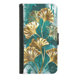 Branch with Golden Leaves Ginko Biloba Samsung Galaxy S5 Wallet Case