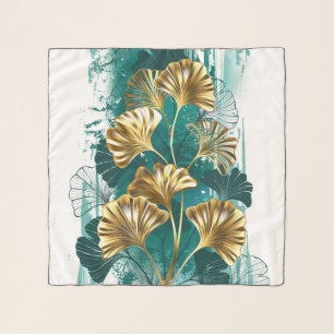 Branch with Golden Leaves Ginko Biloba Scarf