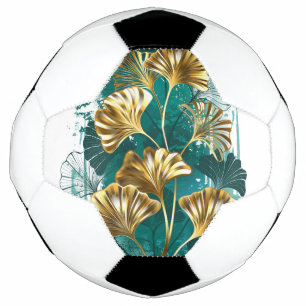 Branch with Golden Leaves Ginko Biloba Soccer Ball