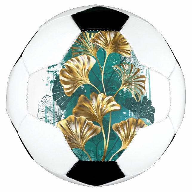 Branch with Golden Leaves Ginko Biloba Soccer Ball (Front)