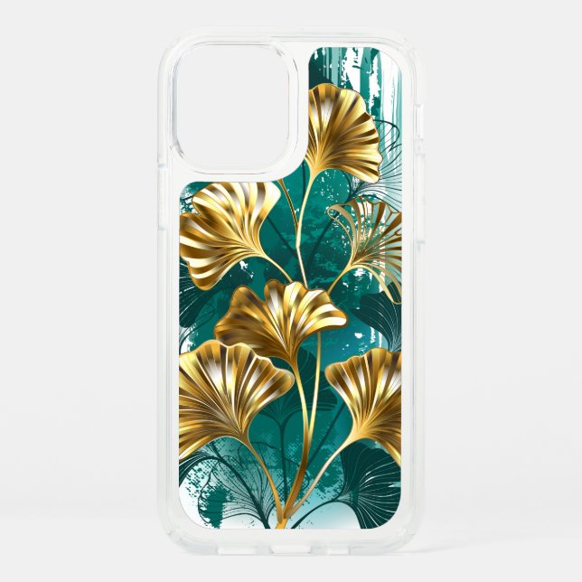 Branch with Golden Leaves Ginko Biloba Speck iPhone 12 Case (Front)