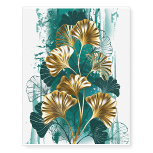 Branch with Golden Leaves Ginko Biloba Temporary Tattoos
