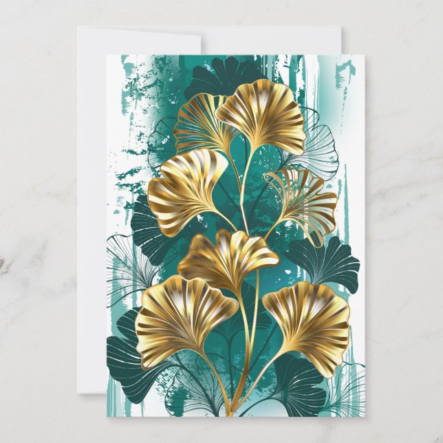 Branch with Golden Leaves Ginko Biloba Thank You Card (Front)