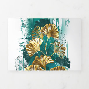 Branch with Golden Leaves Ginko Biloba Tri-Fold Program