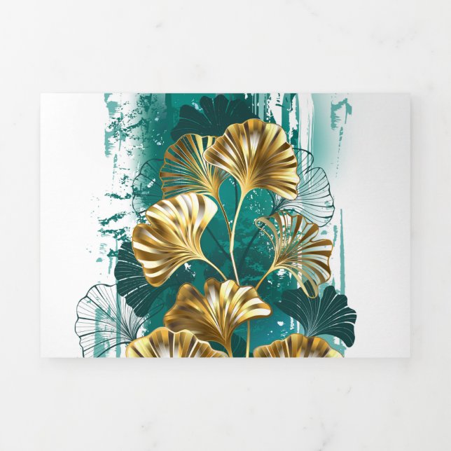 Branch with Golden Leaves Ginko Biloba Tri-Fold Program (Cover)