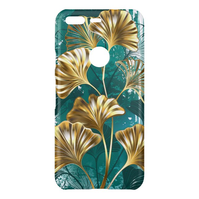Branch with Golden Leaves Ginko Biloba Uncommon Google Pixel Case (Back)