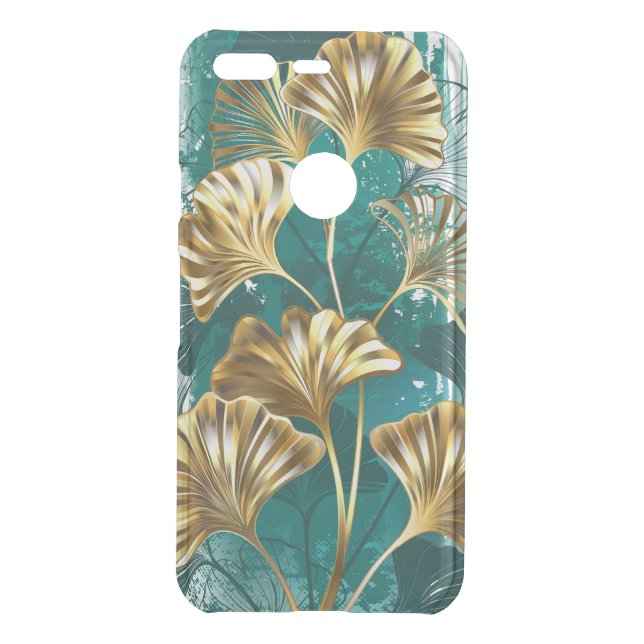 Branch with Golden Leaves Ginko Biloba Uncommon Google Pixel Case (Back)