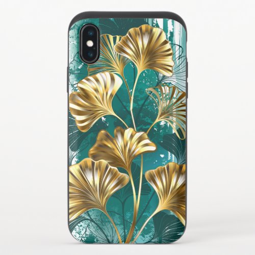 Branch with Golden Leaves Ginko Biloba iPhone X Slider Case