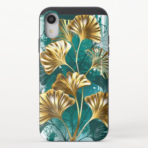 Branch with Golden Leaves Ginko Biloba iPhone XR Slider Case