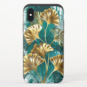 Branch with Golden Leaves Ginko Biloba iPhone XS Slider Case