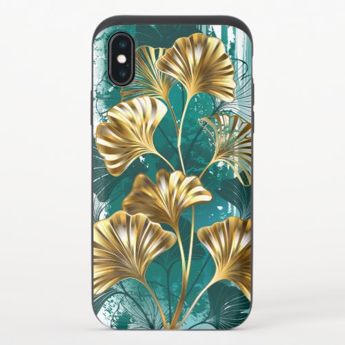 Branch with Golden Leaves Ginko Biloba iPhone XS Slider Case