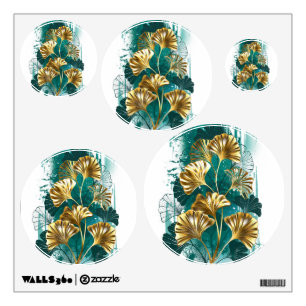 Branch with Golden Leaves Ginko Biloba Wall Decal