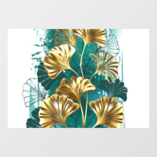 Branch with Golden Leaves Ginko Biloba Window Cling