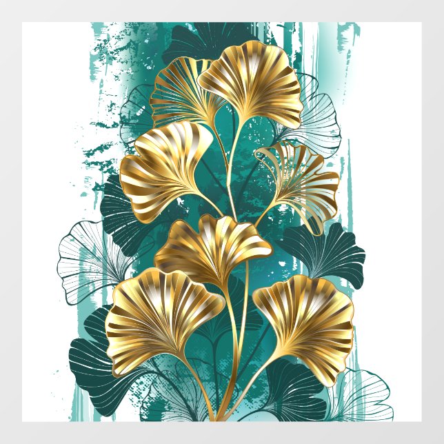 Branch with Golden Leaves Ginko Biloba Window Cling (Sheet)