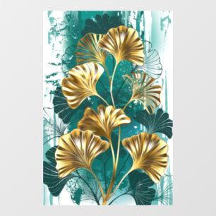 Branch with Golden Leaves Ginko Biloba Window Cling