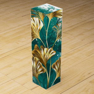 Branch with Golden Leaves Ginko Biloba Wine Box