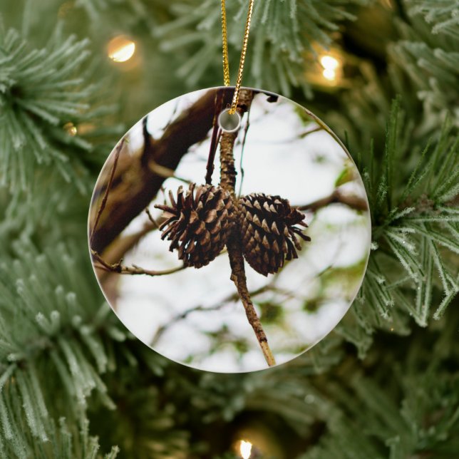 Branch with Pinecones   Ceramic Ornament (Tree)