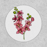 branch with pink orchid flowers sticker patch
