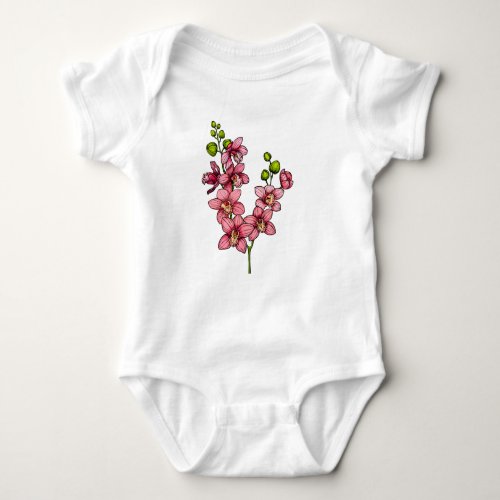 branch with pink orchid flowers tote bag baby bodysuit