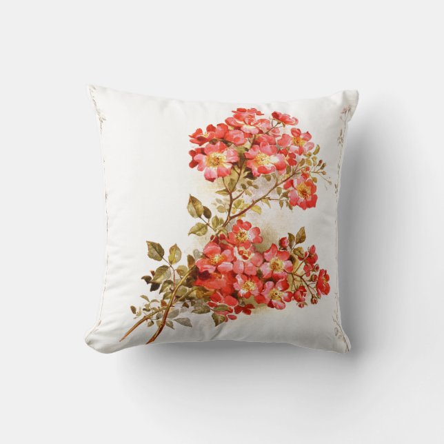 Branch with rose flowers custom throw pillow (Front)