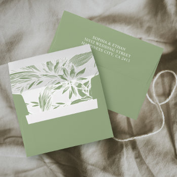 Branch With Sage Green And White Flowers Wedding Envelope by weddings_ at Zazzle