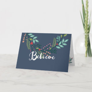 Branches and Berries Believe Holiday Greeting Card