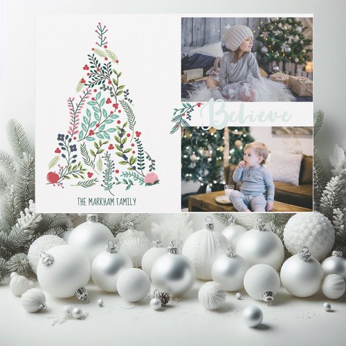 Branches and Berries Believe Holiday Photo Card