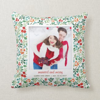 Branches and Berries Christmas Photo Pillow