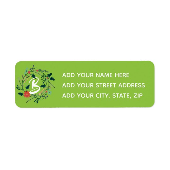 Branches and Berries Monogram Return Address Label (Front)