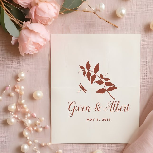 Branches and Dragonfly Wedding Monogram Rubber Stamp (Creator Uploaded)