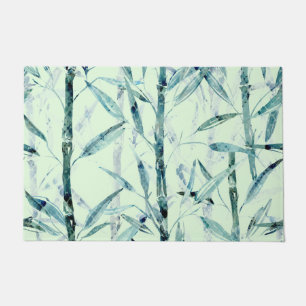 Branches bamboo, white, green, leaves, bamboo doormat