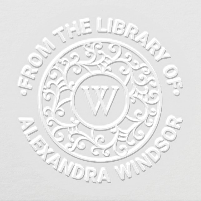 Branches Lacy Filigree #2 Name Init Library Book Embosser (Design)