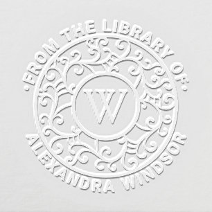Branches Lacy Filigree Name Initial Library Book Embosser