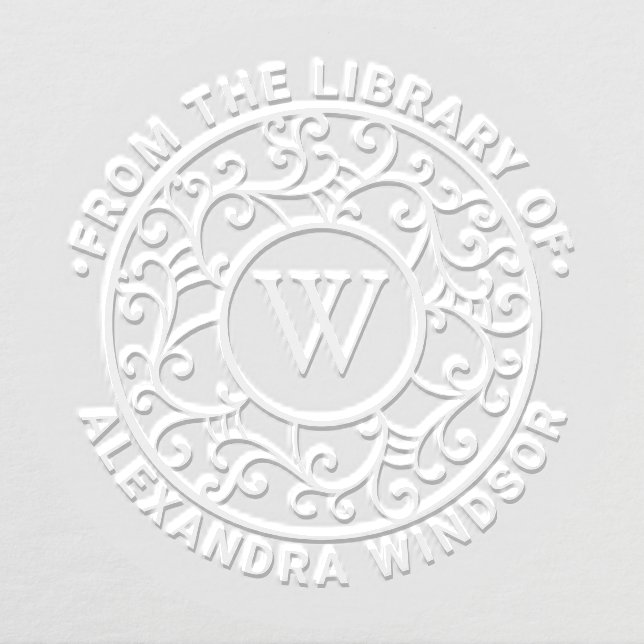 Branches Lacy Filigree Name Initial Library Book Embosser (Design)