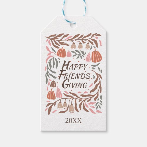 Branches leaves and pumpkins fall Friendsgiving Gift Tags