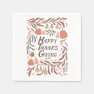 Branches, leaves and pumpkins fall Thanksgiving  Napkins