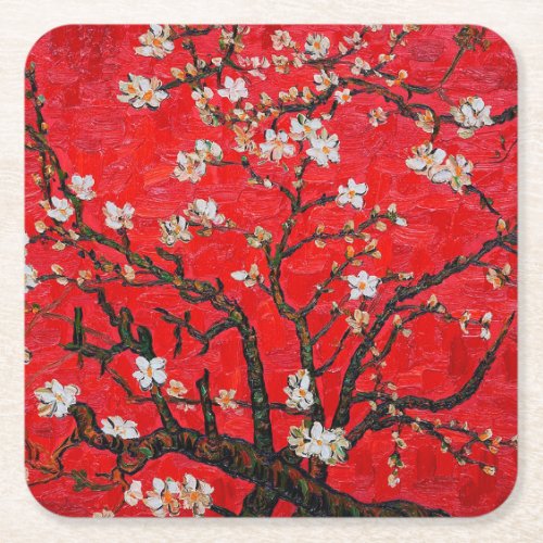 Branches of Almond Tree in Blossom Van Gogh Square Paper Coaster