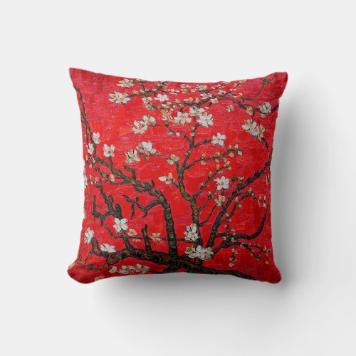 Branches of Almond Tree in Blossom Van Gogh Throw Pillow
