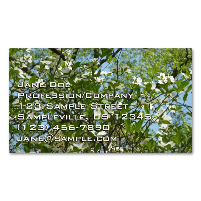 Branches of Dogwood Blossoms Spring Trees Business Card Magnet (Front)