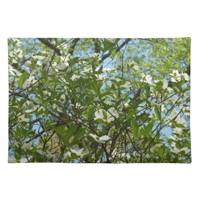 Branches of Dogwood Blossoms Spring Trees Cloth Placemat (Front)